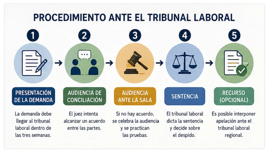 Procedimiento de una demanda contra el despido ante el tribunal laboral alemán