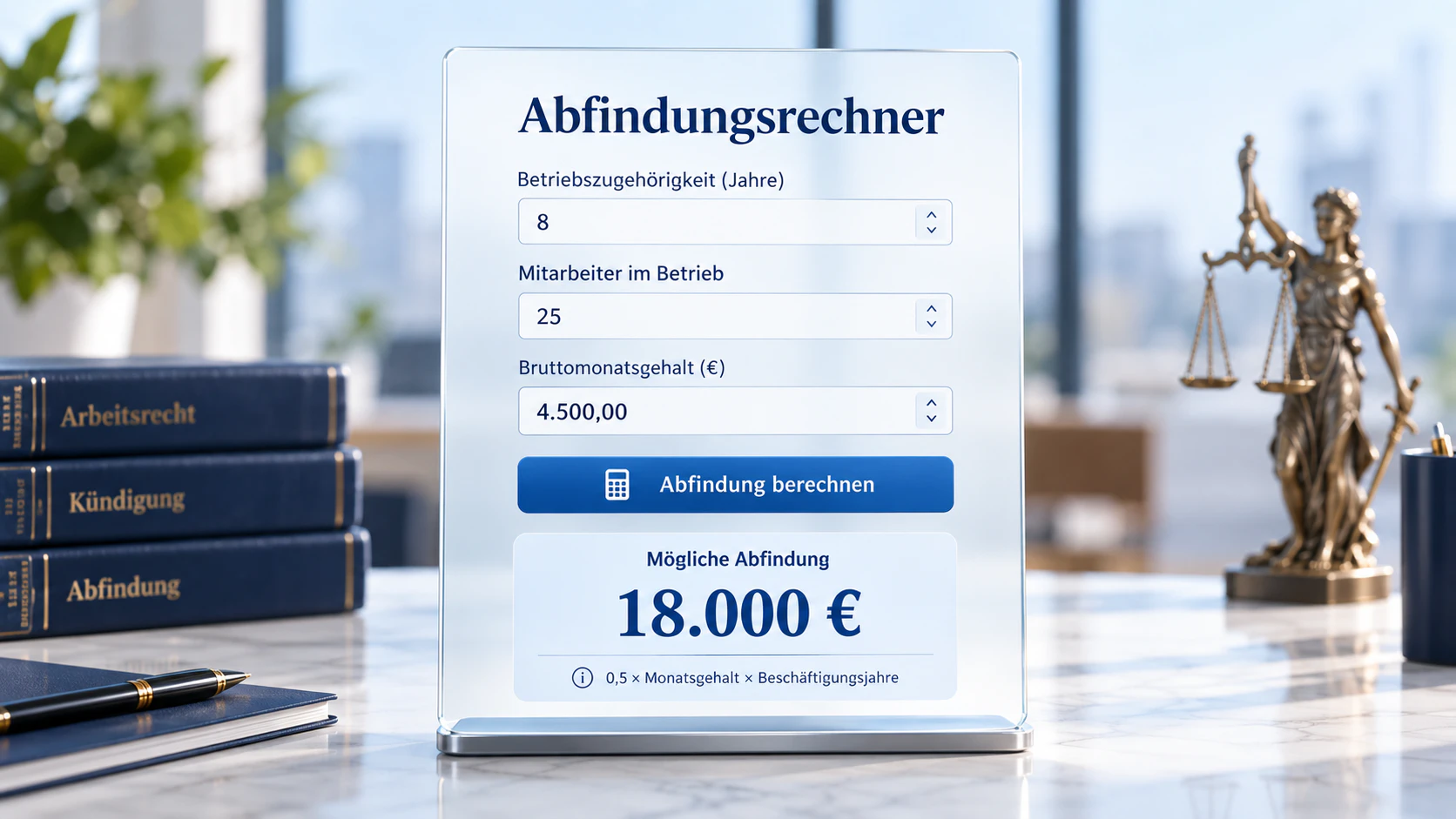 Abfindungsrechner in einer arbeitsrechtlichen Kanzleiumgebung