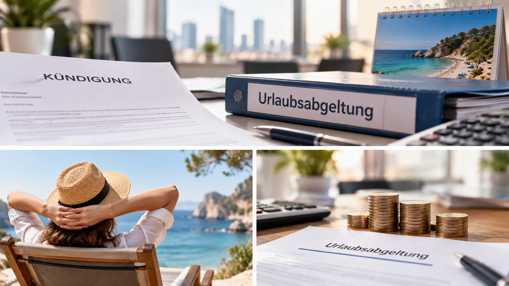Collage zur Berechnung der Urlaubsabgeltung